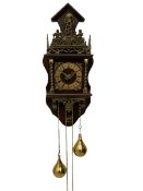 20th century Dutch style Zaanse Zaandam wall clock with a German eight-day weight driven movement ho