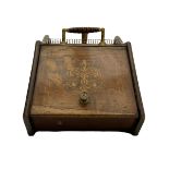 Edwardian inlaid rosewood fall front coal box