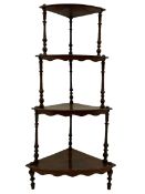 Victorian figured walnut corner whatnot