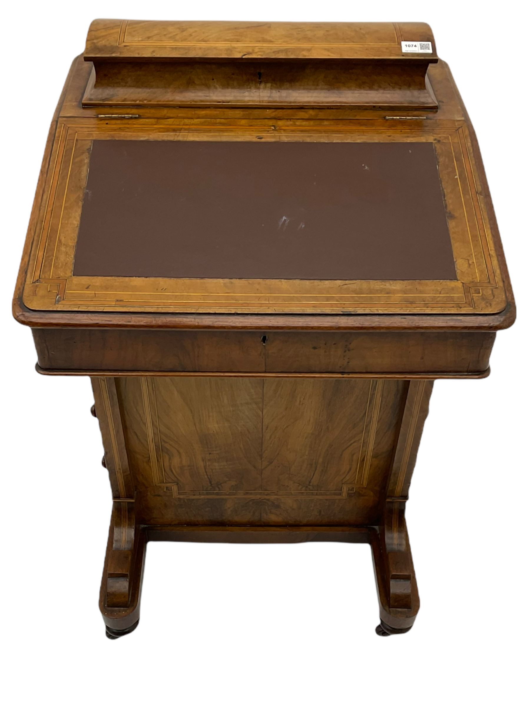 Victorian inlaid walnut Davenport desk - Image 3 of 7