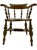 Victorian elm smoker's bow elbow chair