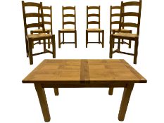 Distressed light oak dining table