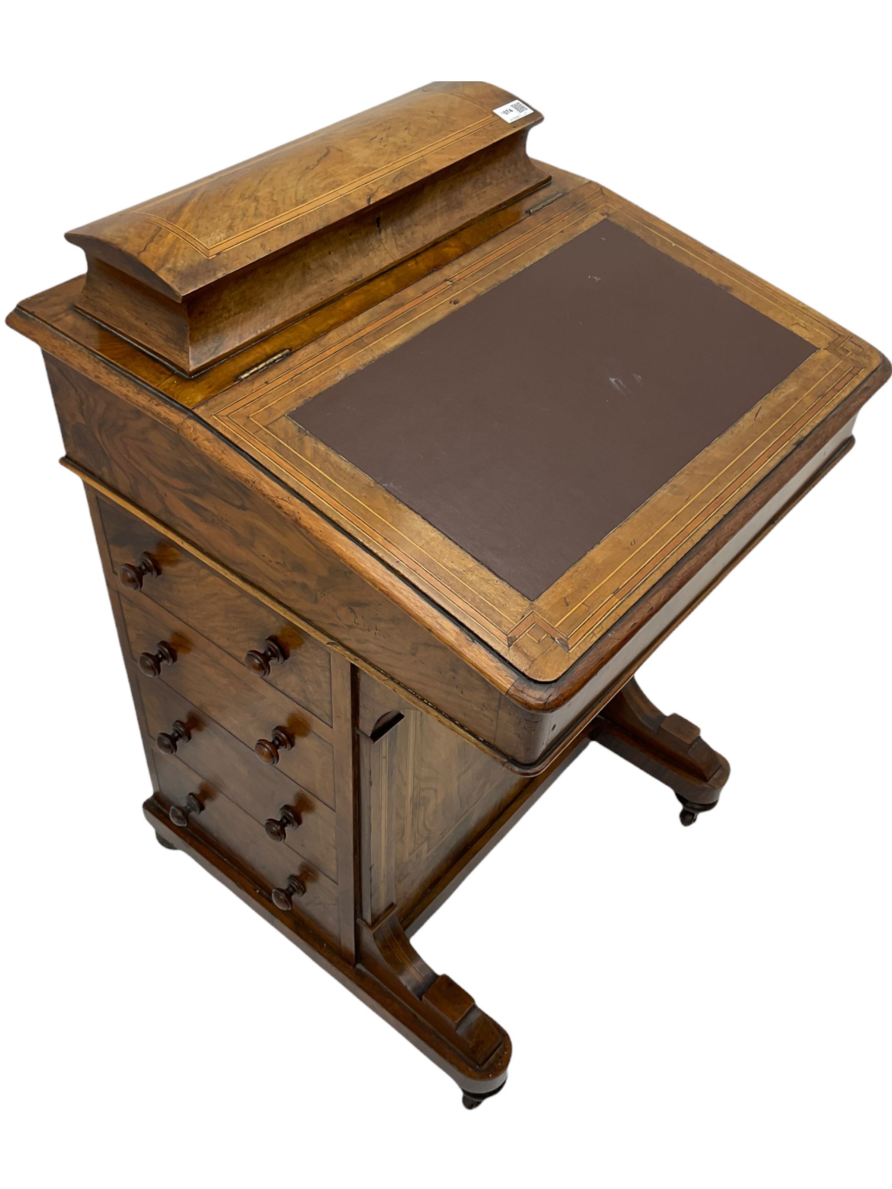 Victorian inlaid walnut Davenport desk - Image 4 of 7