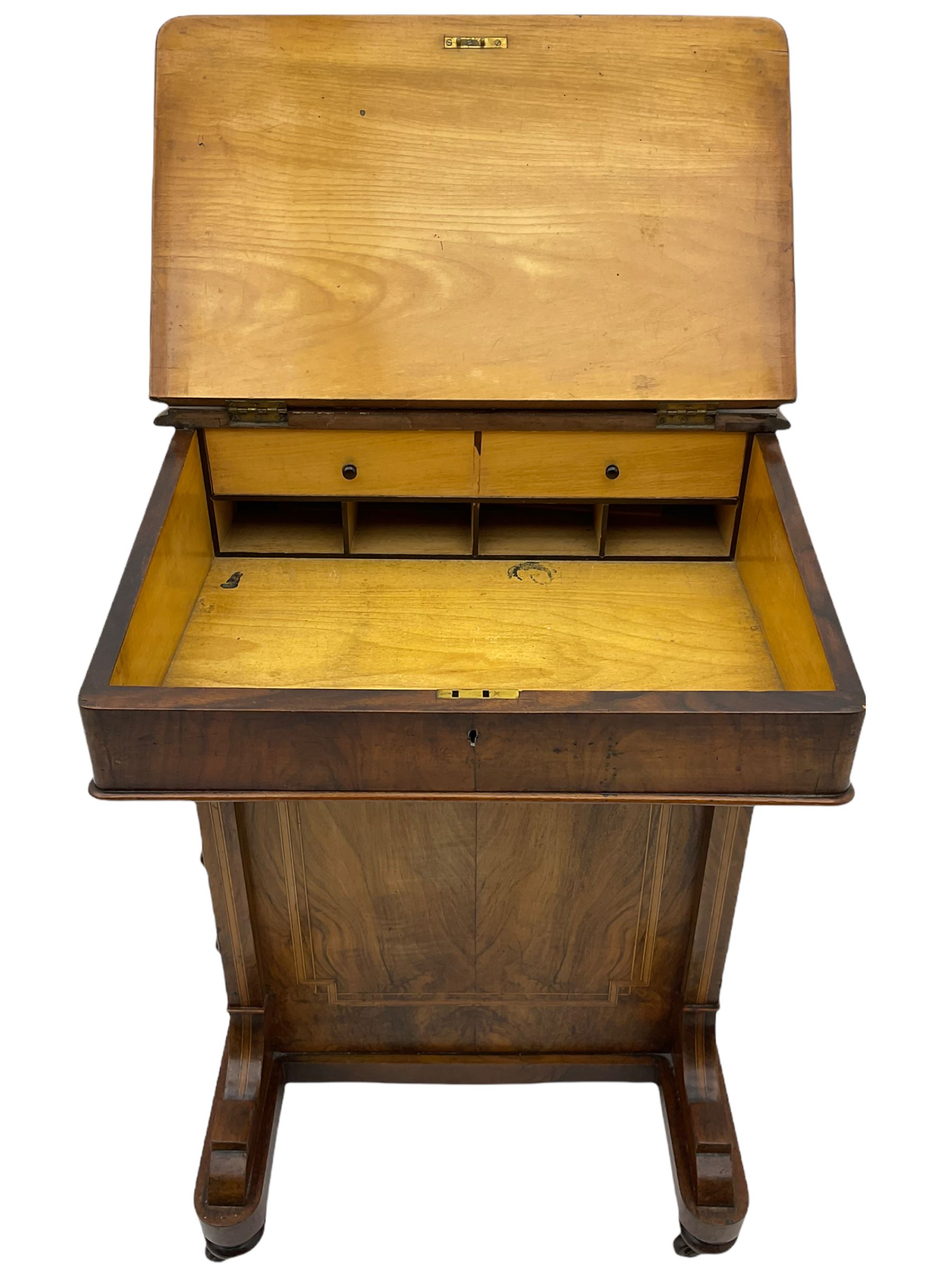 Victorian inlaid walnut Davenport desk - Image 7 of 7