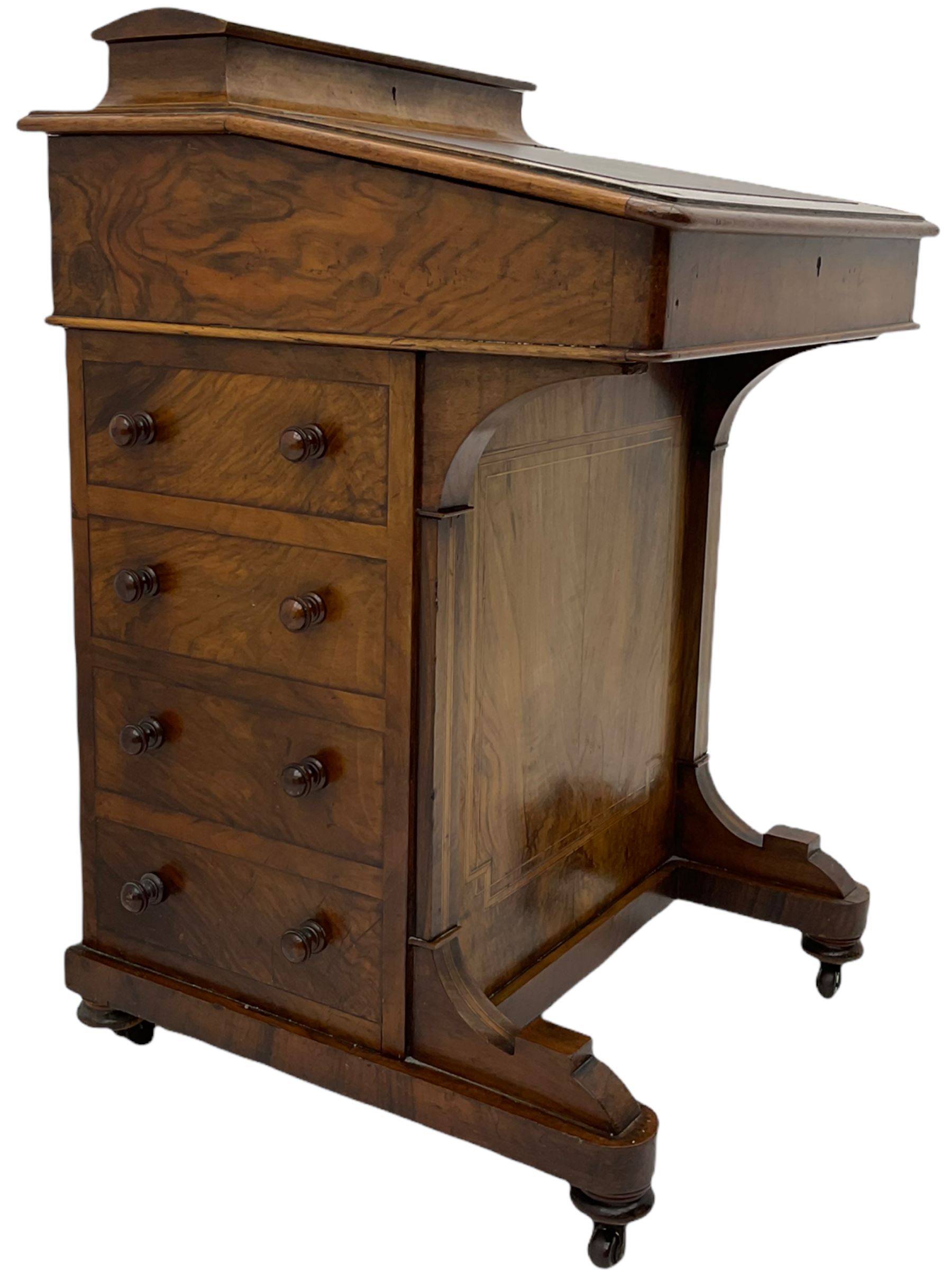 Victorian inlaid walnut Davenport desk