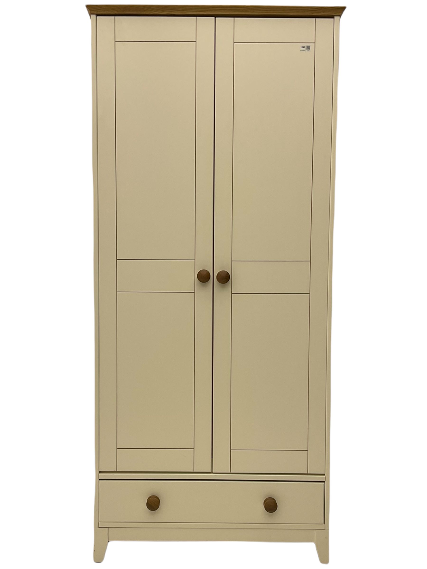 White and oak double wardrobe