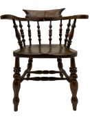 19th century elm Captains smokers bow chair