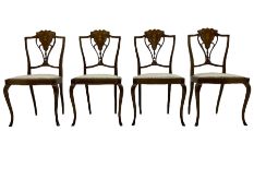 Set of four inlaid rosewood salon chairs