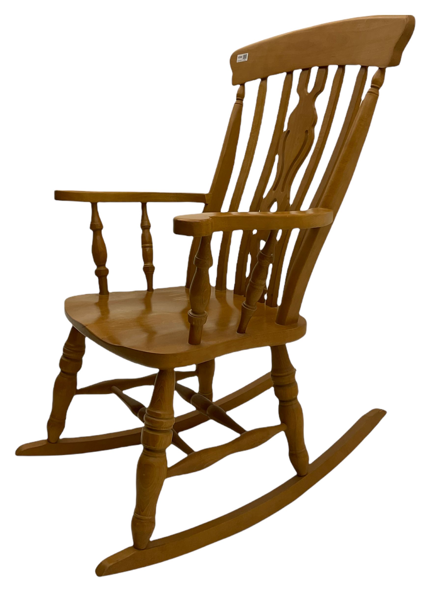 Solid beech farmhouse rocking chair - Image 3 of 6