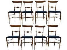 Campanino Chiavari by Fratelli Levaggi - circa. 1950s set eight walnut dining chairs