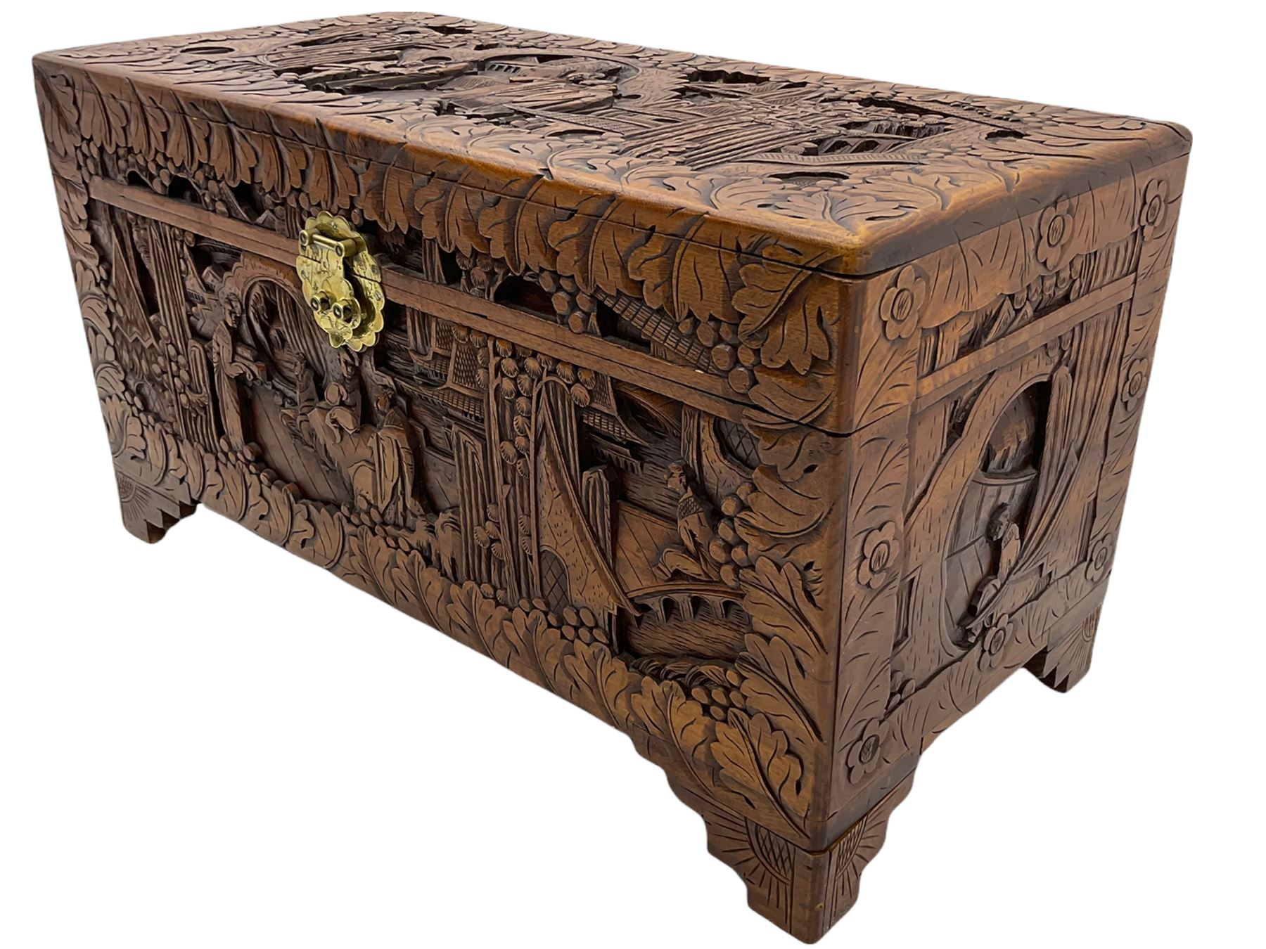 Chinese carved camphor wood blanket chest - Image 4 of 6
