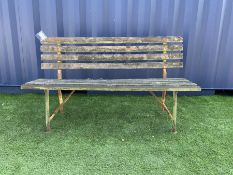 Metal and wood slatted garden bench