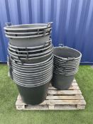 Quantity of black plastic planters