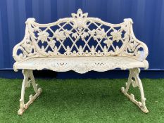 Victorian style cream finish cast iron garden bench