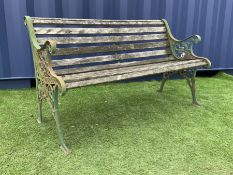 Metal and wood slatted garden bench