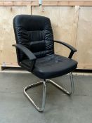 Set of twelve chrome and faux leather office armchairs