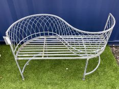 Grey finish metal kissing garden bench