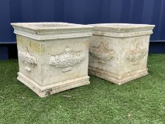 Pair stone effect square planters