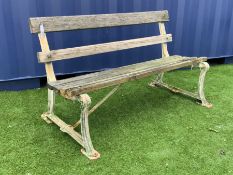 Early 20th century cast iron and wood slatted railway type garden bench