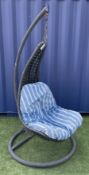 Quatropi Garden - metal and rattan garden hanging basket swing seat with cushion