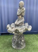 Composite stone figural garden water fountain