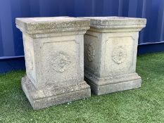 Pair composite stone garden plinths