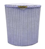 Lloyd Loom corner linen basket in purple paint finish