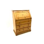 Pine bureau fitted with fall front and three drawers