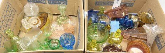 Collection of coloured glass and carnival glass