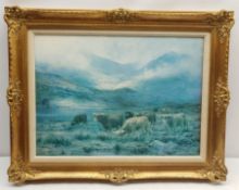 Print of Highland Cattle in gilt frame