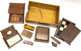 Wooden puzzle boxes and games including a puzzle chess board and other similar items