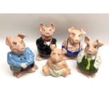 Five Wade Natwest pig money boxes