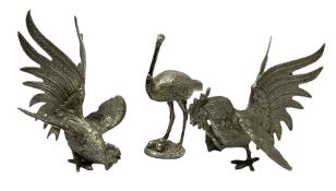 Filled silver model of an ostrich