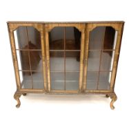 Mid 20th century mahogany triple display cabinet