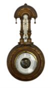 Small wheel barometer with thermometer