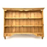 Solid pine plate rack with two spice drawers