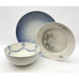 Bing and Grondahl dish with moulded rim and blue swag decoration to the interior