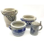 Three Westerwald stoneware twin handled pots