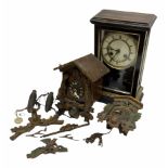 Mantle clock H35cm together with two cuckoo clocks