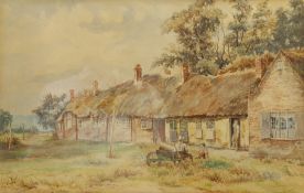 Frank Belshaw (British 1855-1884): Taking a Rest outside Thatched Cottages