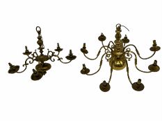 Two brass Dutch style chandeliers