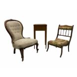 Victorian walnut framed upholstered nursing chair