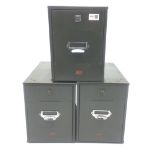 Three green metal filing cabinets by �Veteran Series�