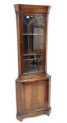 Late 20th century mahogany corner display cabinet
