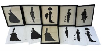 Six framed and glazed reproduction silhouettes