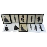 Six framed and glazed reproduction silhouettes