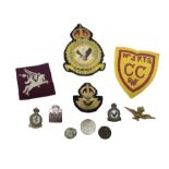 Quantity of RAF and other fabric and metal badges