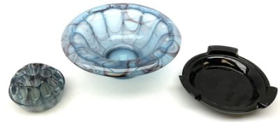 George Davidson blue Cloud glass bowl and flower dome