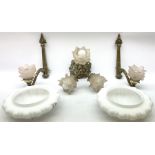 Pair of gilt metal wall sconces with glass shades modeled as flowers