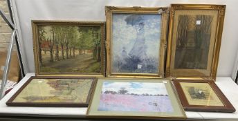 Large quantity of framed oils